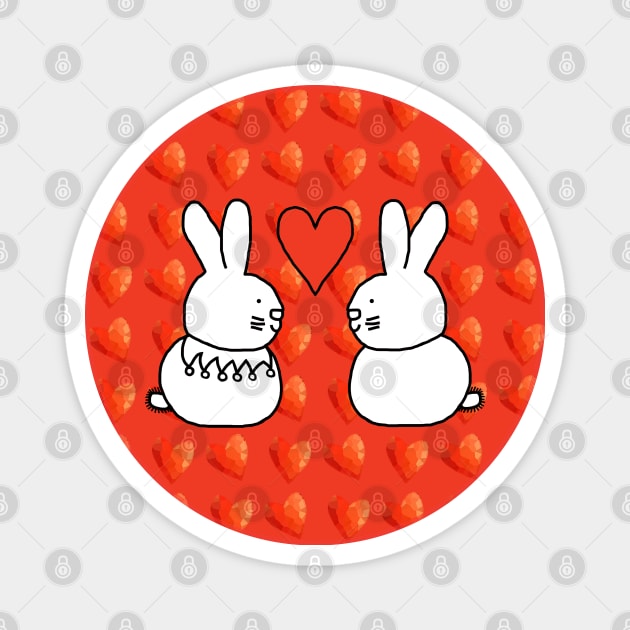 Two Easter Bunny Rabbits in Love on Valentines Day Magnet by ellenhenryart